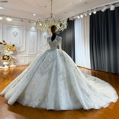 Customized NS5068 Full Beading V-neckline Wedding Dress Amanda Novias 2026