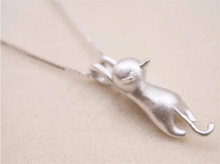 925 Sterling Silver Cute Kitty Pendant Necklace