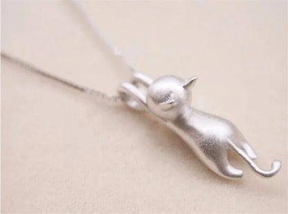 925 Sterling Silver Cute Kitty Pendant Necklace