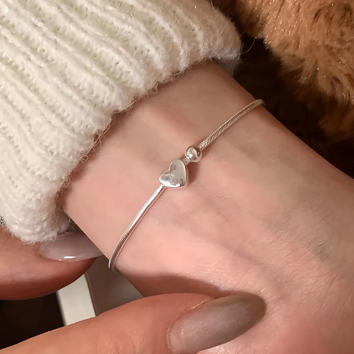925 Sterling Silver Butterfly Bead String Bracelet