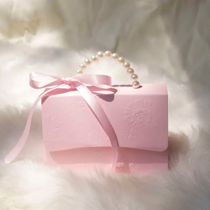 Pink Pearl Wedding Candy Gift Boxes | Set of 10 | Ribbon & Pearl Chain | Party Favor Packaging