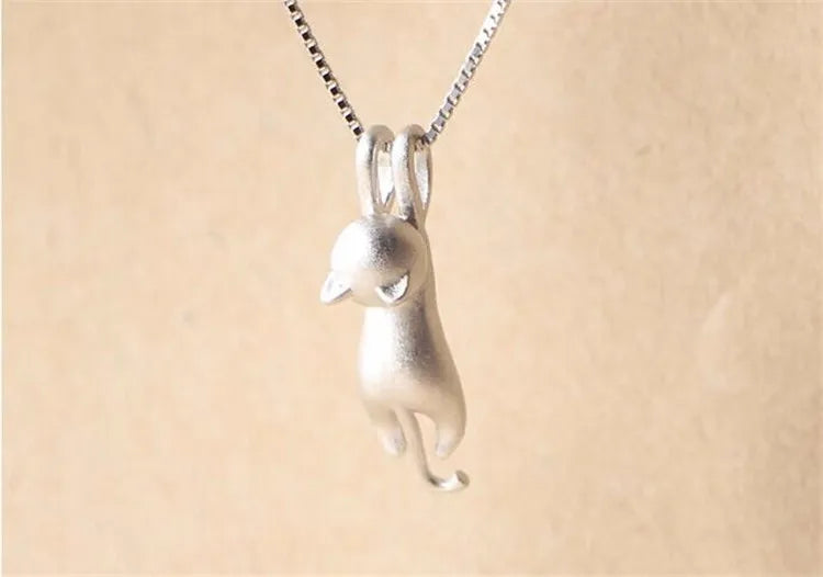 925 Sterling Silver Cute Kitty Pendant Necklace