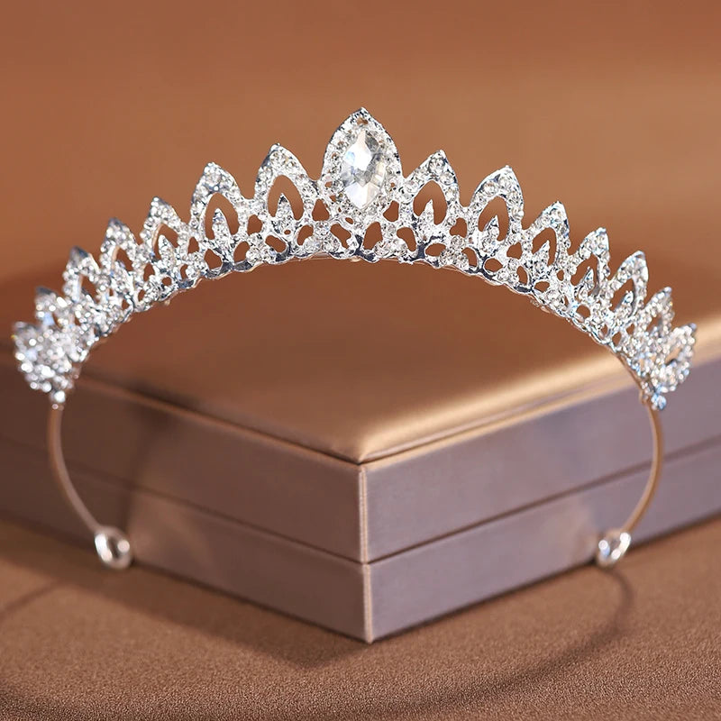 Premium Silver Botanical Wedding Crown | Regal Birthday Tiara & Bridal Hairwear Accessory