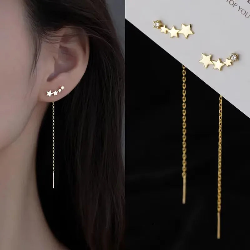 French Luxury Long Zircon Tassel Twisted Drop Earrings