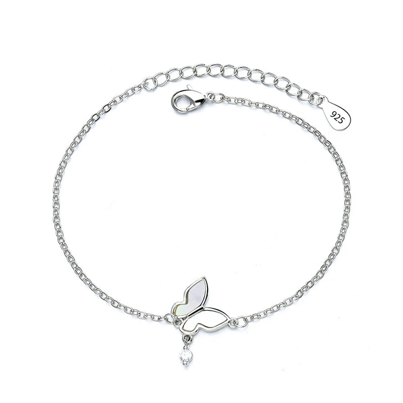 925 Sterling Silver Butterfly Bead String Bracelet
