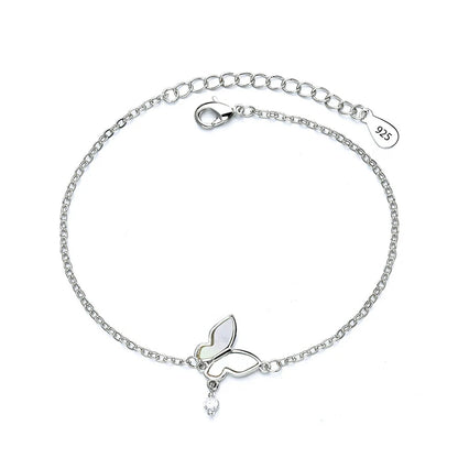 925 Sterling Silver Butterfly Bead String Bracelet