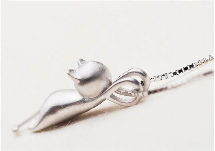 925 Sterling Silver Cute Kitty Pendant Necklace