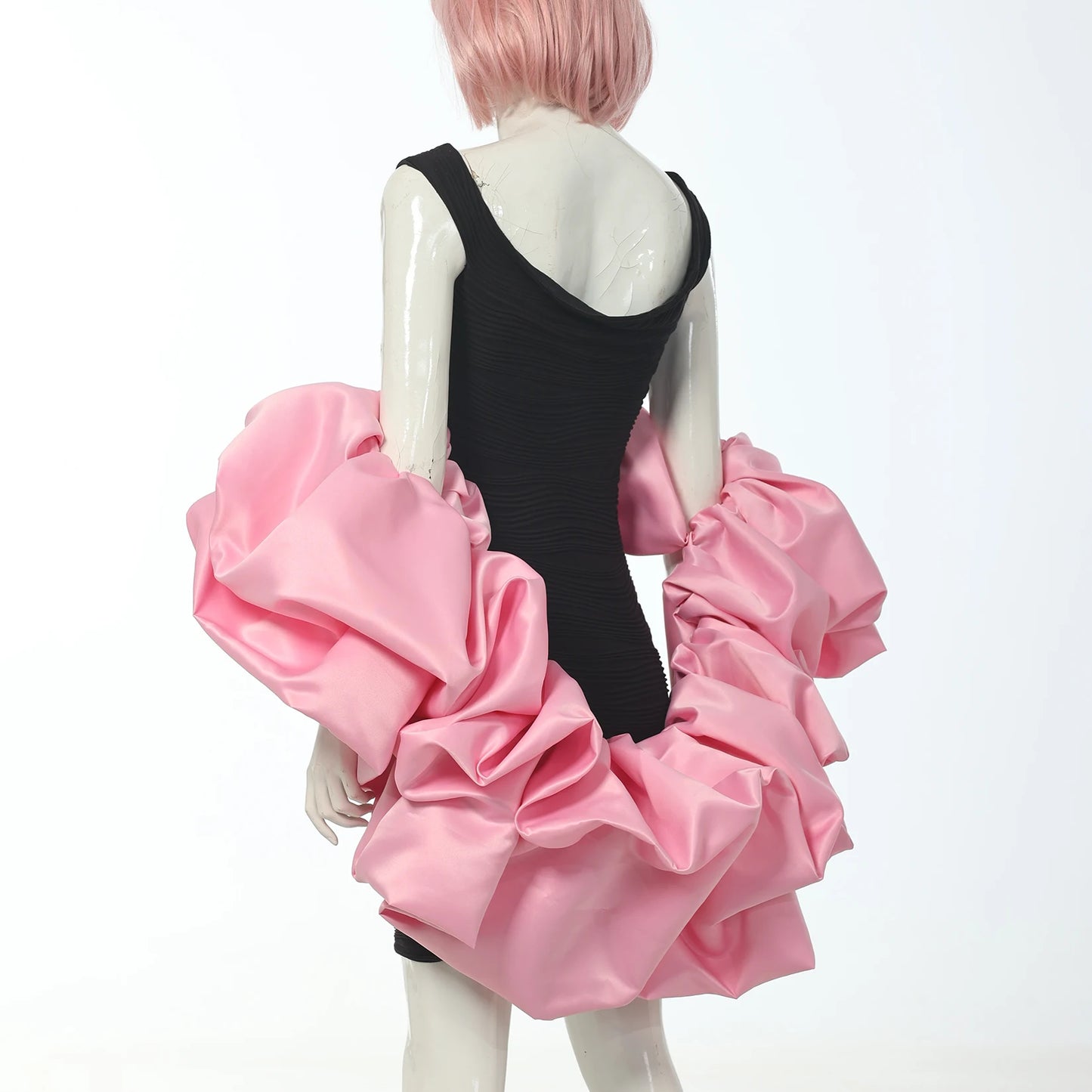 Satin Puff Sleeve Cape Bridal Shawl Ruffled Bolero Wrap for Bride Wedding Dress Cover Up