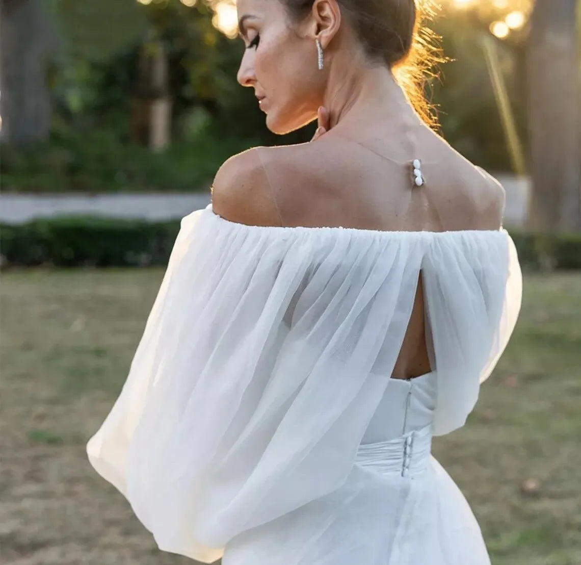Detached Wedding Boat Neck Puff Bolero Sleeves Bride Cape Formal Party Shrug Women Jacket Special Occasion Wrap