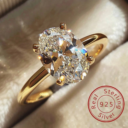 Gorgeous Shiny Oval Zircon 925 Sterling Silver Ring