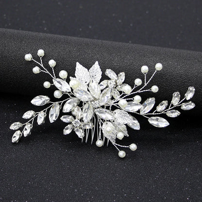 Handmade Pearl Flower Bridal Hair Comb – Silver Crystal Wedding Clip