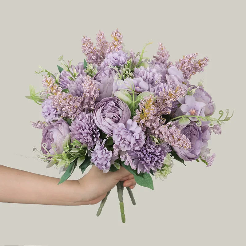 Silk Rose Bridal Bouquet Decoration for Home & Wedding