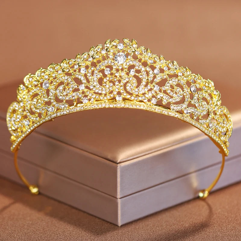 Premium Silver Botanical Wedding Crown | Regal Birthday Tiara & Bridal Hairwear Accessory