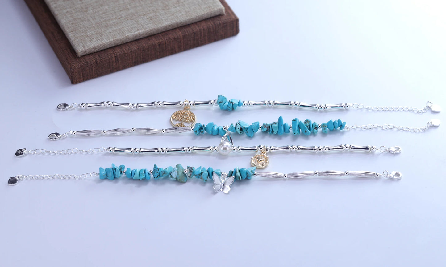 925 Sterling Silver Butterfly Bead String Bracelet