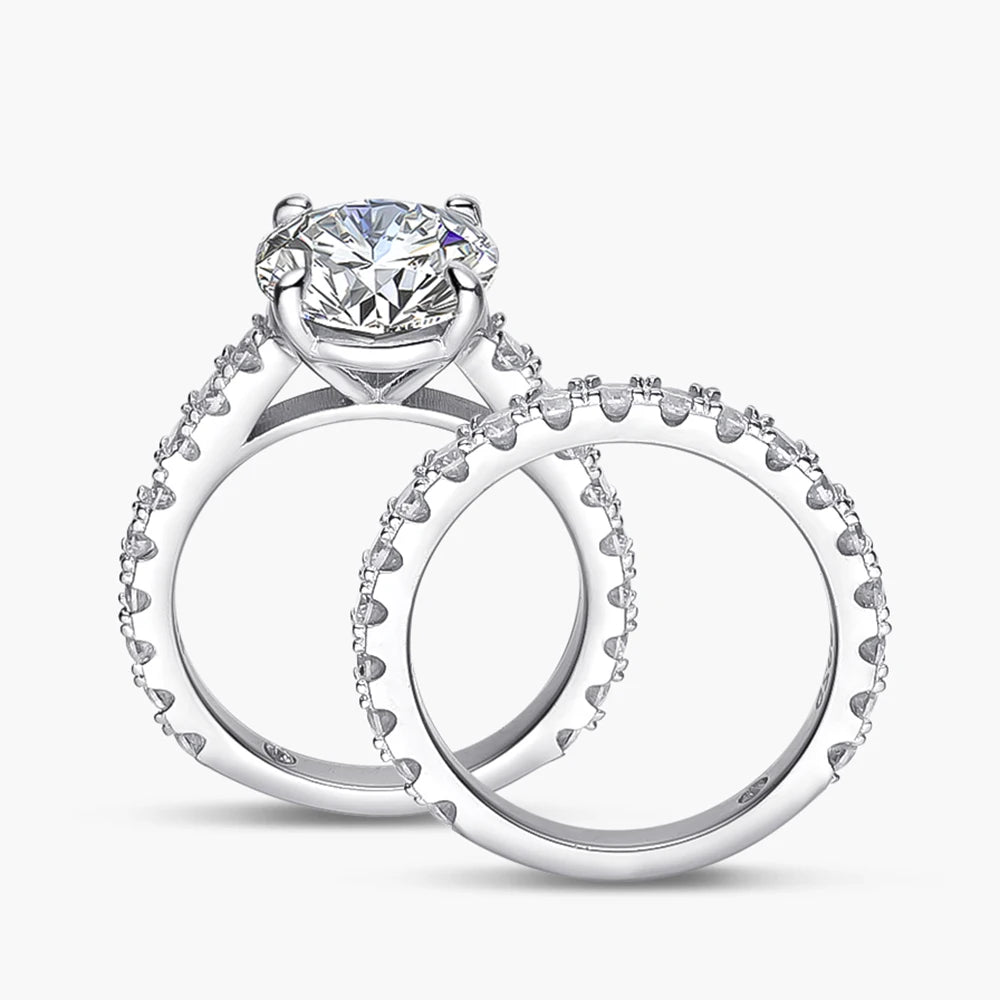 Full Moissanite Bridal Rings Set With  Certificate D Color Diamond Engagement Ring 925 Sterling Silver Wedding Band For Women