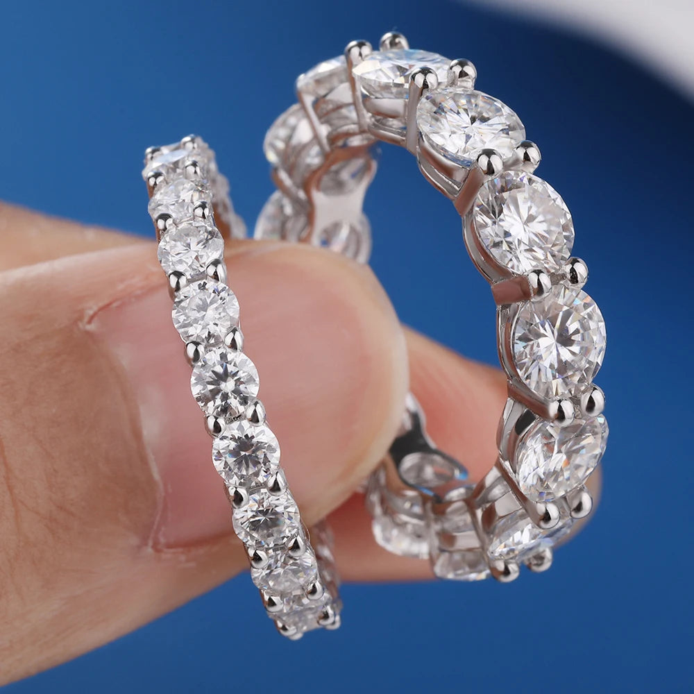 GRA Certified D Color VVS1 Moissanite Wedding Band | 925 Sterling Silver | Round Cut Bridal Ring