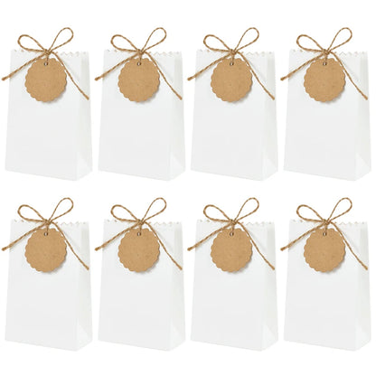 Kraft Paper Gift Boxes with Rope Handle | Set of 10/50 | Retro Wedding Favor Boxes | Party & Holiday Packaging