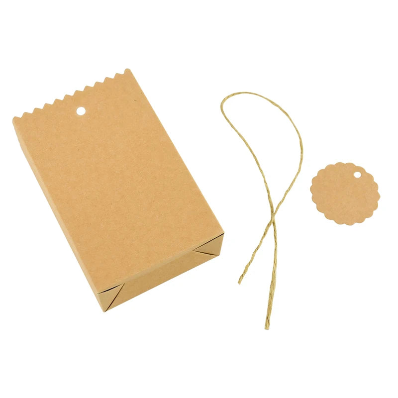 Kraft Paper Gift Boxes with Rope Handle | Set of 10/50 | Retro Wedding Favor Boxes | Party & Holiday Packaging