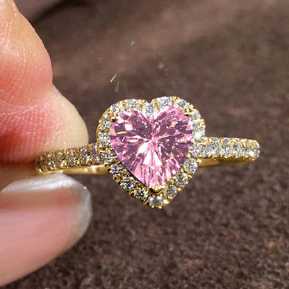 Cubic Zirconia Heart Wedding Band | Prong Setting Bridal Ring | Women's Wedding Jewelry