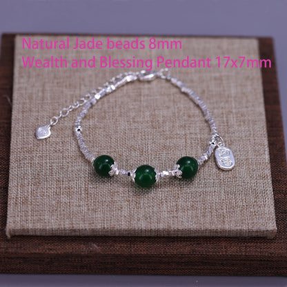 925 Sterling Silver Butterfly Bead String Bracelet