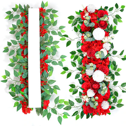 100 cm White Rose Flower Row Wedding Table Centerpiece