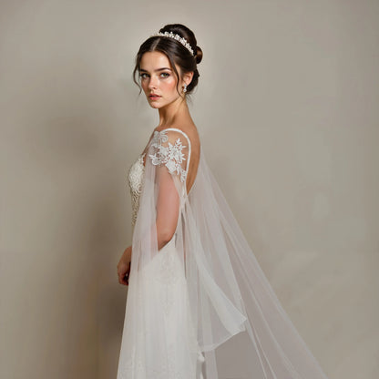 Wedding Bolero Bridal Cape Veil Wedding Accessories Long Cloak Shawl Soft Evening Cape Jacket Spanish Embroidered Shawls GP14