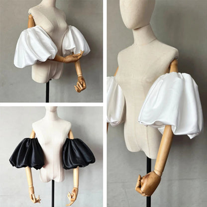 Satin Removable Puffy Short Sleeves Bridal Arm Accessories