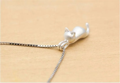 925 Sterling Silver Cute Kitty Pendant Necklace