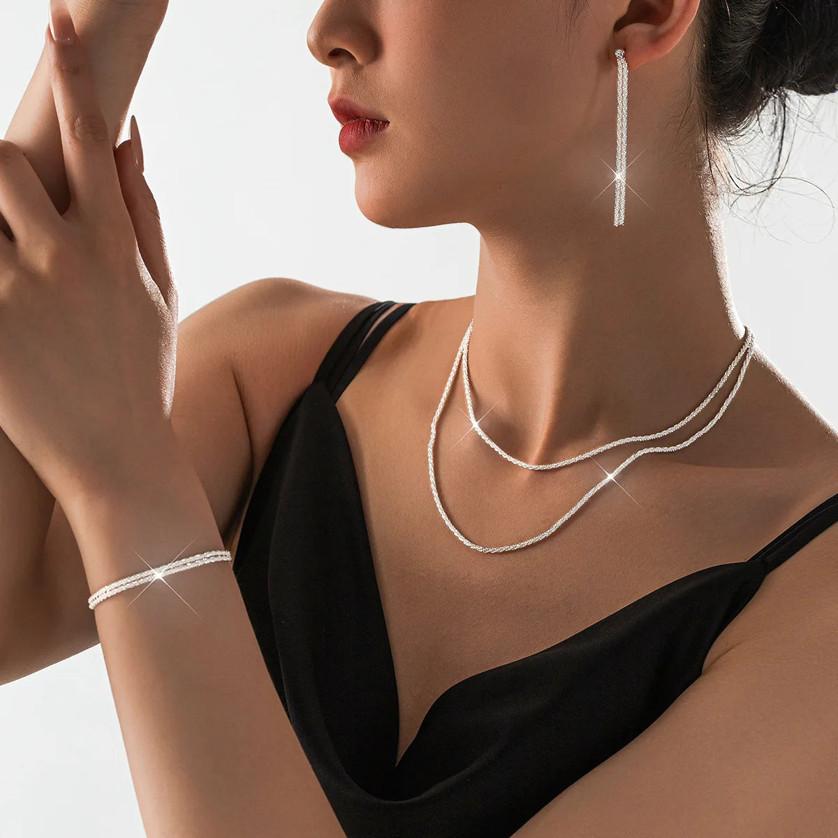 Starry Sky Shiny Silver Plated Jewelry Set