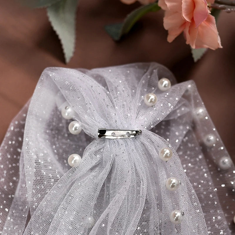 Pearl-Embellished Tulle Bridal Shoulder Cape & Oversleeves
