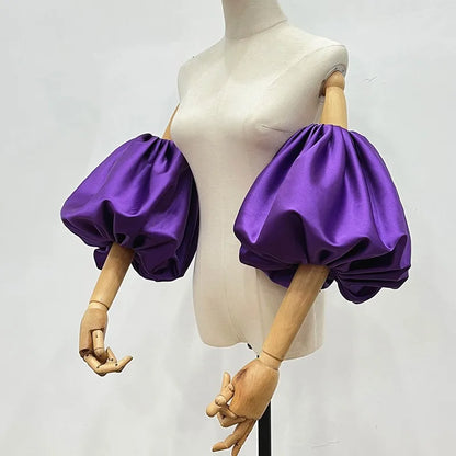 Satin Removable Puffy Short Sleeves Bridal Arm Accessories