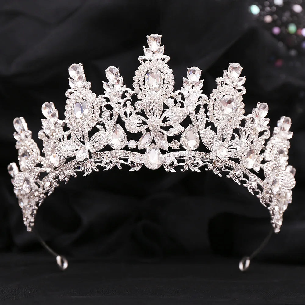 Bloom Veil Co. Royal Queen Champagne Gold Bridal Crown – Luxury Crystal Wedding Tiara