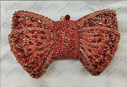 Newest Rhinestone Green/Black Clutch Purse Bow Luxury Diamond Women Red Evening Clutches Bags Wedding Bridal Bag Stones Handbags