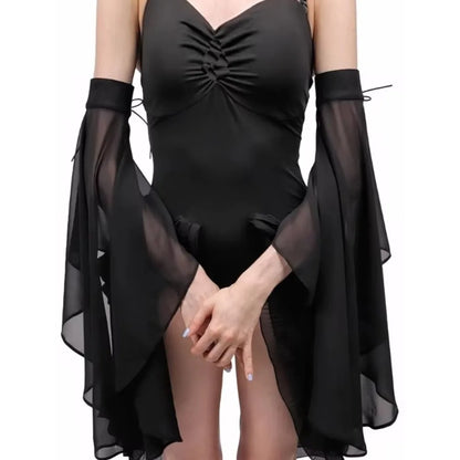 Elegant Sunscreen Long Tulle Sleeves Thin Breathable Detachable Sleeves Chiffon Sheer Bridal Gloves Wedding Party