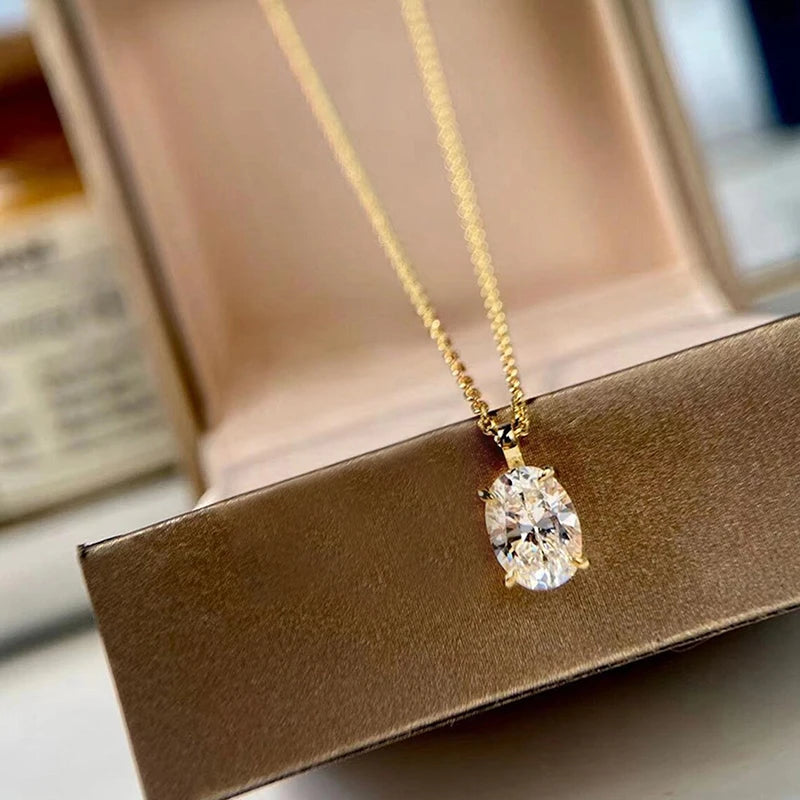 Classic Oval Shape Zirconia Pendant Necklace