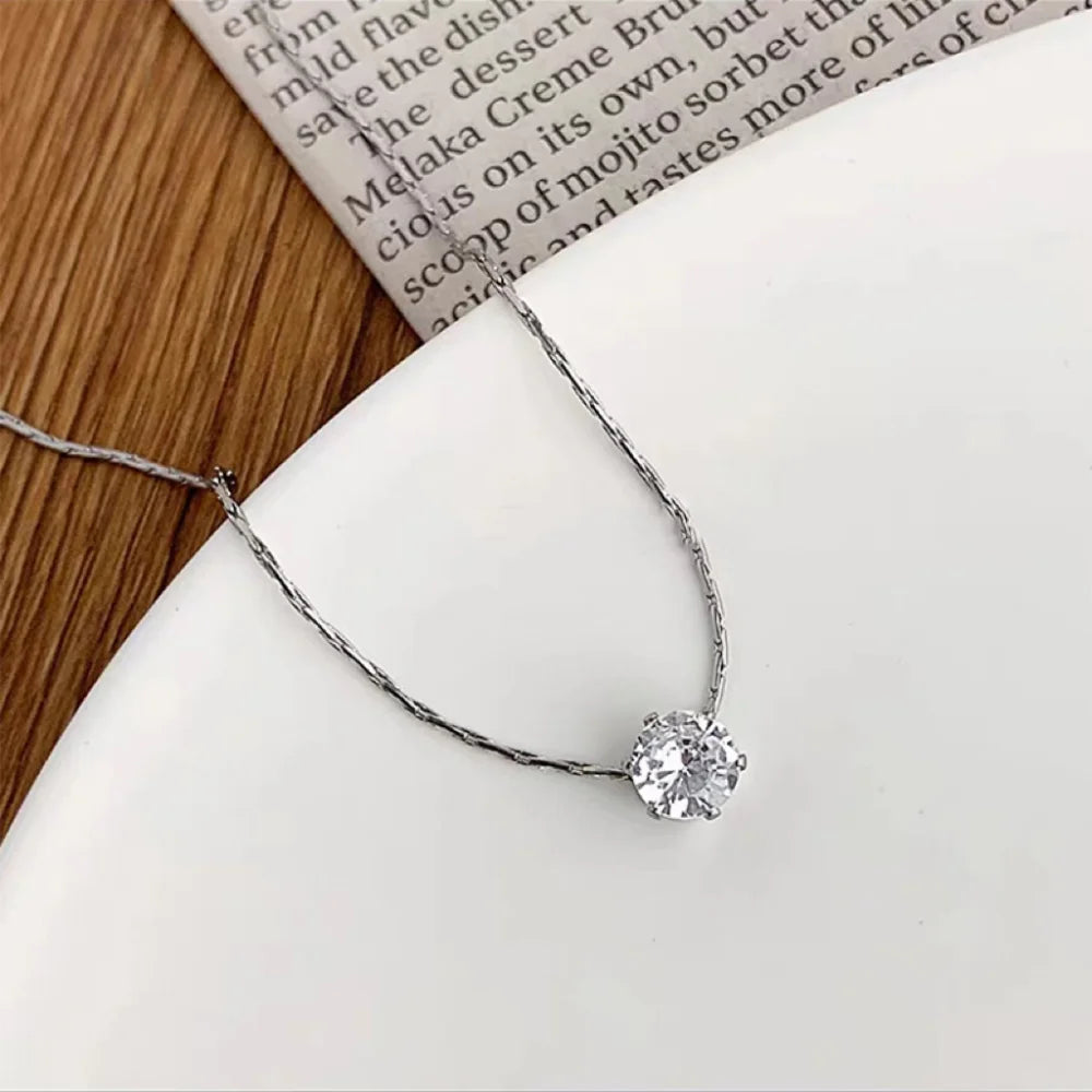 Dainty Round AAA Zircon Anti-Tarnish Pendant Necklace