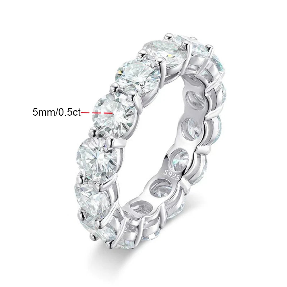 GRA Certified D Color VVS1 Moissanite Wedding Band | 925 Sterling Silver | Round Cut Bridal Ring