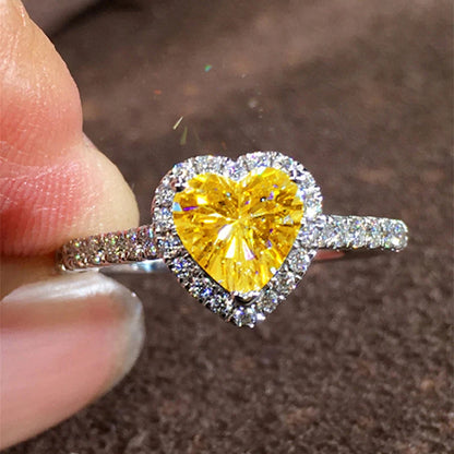 Cubic Zirconia Heart Wedding Band | Prong Setting Bridal Ring | Women's Wedding Jewelry