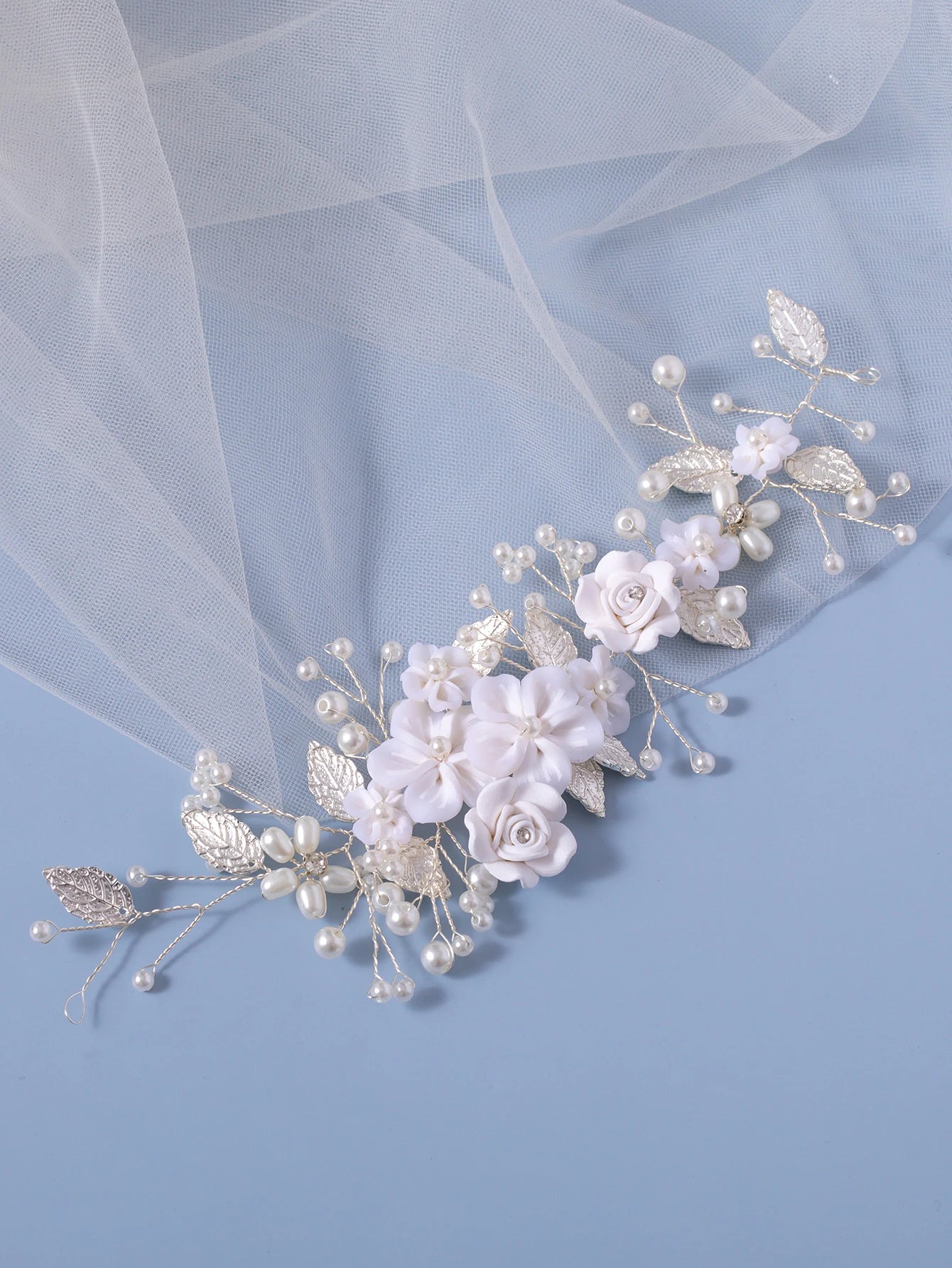 Elegant Bridal Hair Vine – Pearl and Rhinestone Leaf Wedding Headpiece