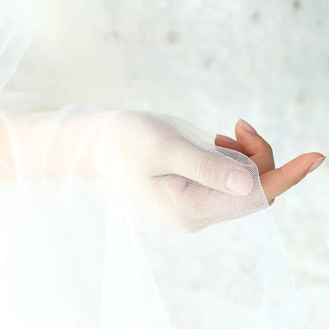 Two-Layer Fingertip Bridal Veil with Comb Cut Edge