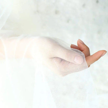 Two-Layer Fingertip Bridal Veil with Comb Cut Edge