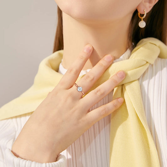 Bloom Veil Co. | GRA Certified Moissanite Engagement Ring | Rose Gold Sterling Silver | 1ct - 5ct