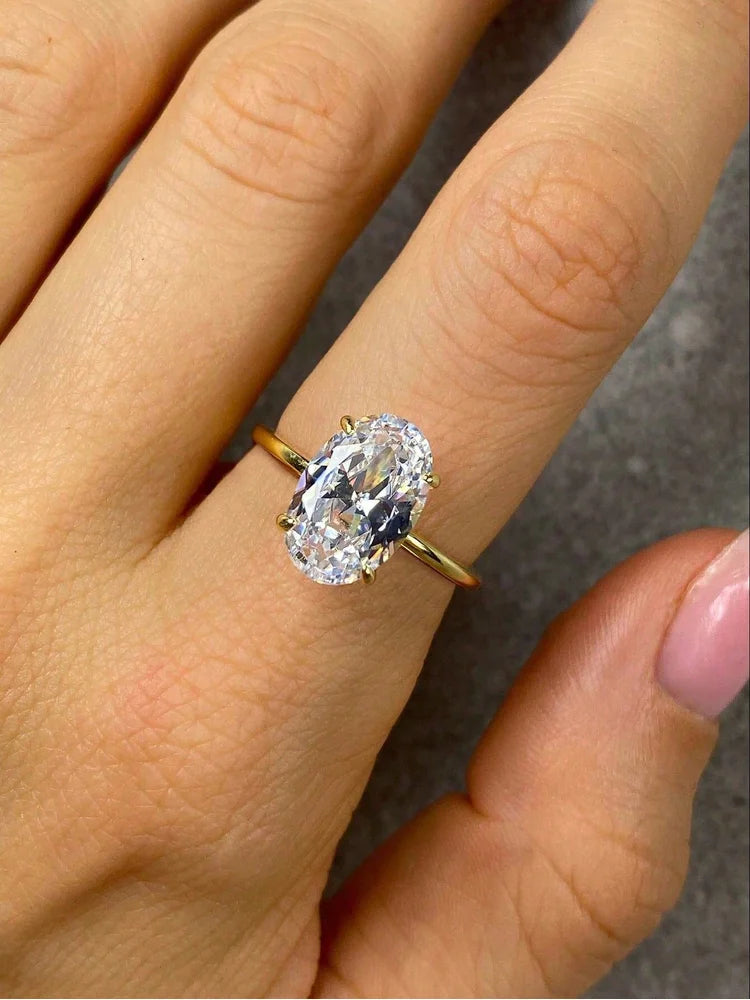 Gorgeous Shiny Oval Zircon 925 Sterling Silver Ring