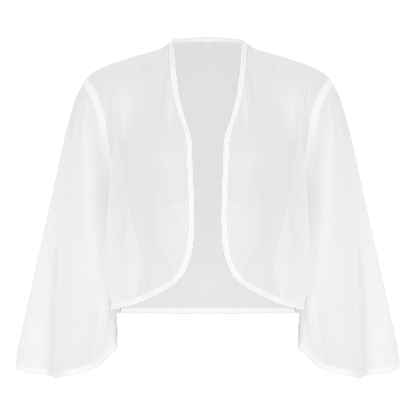 Women 3/4 Sleeve Chiffon Cardigan Bolero Shawls Outerwear Wedding Bridal Party Dress Wraps Beach Vacation Cover Ups Soft Cape