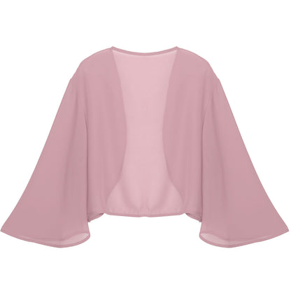 Women 3/4 Sleeve Chiffon Cardigan Bolero Shawls Outerwear Wedding Bridal Party Dress Wraps Beach Vacation Cover Ups Soft Cape