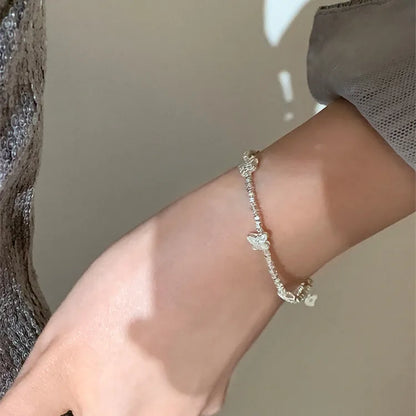 925 Sterling Silver Butterfly Bead String Bracelet