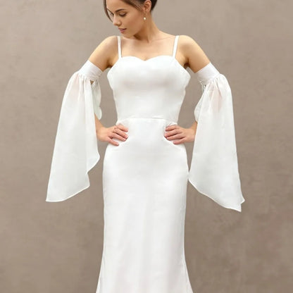Elegant Sunscreen Long Tulle Sleeves Thin Breathable Detachable Sleeves Chiffon Sheer Bridal Gloves Wedding Party