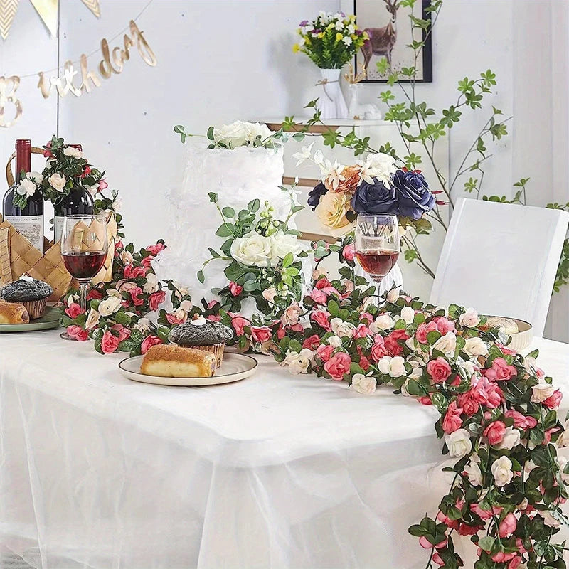 Silk Rose Garland Vine for Wedding and Home Decor 230 cm