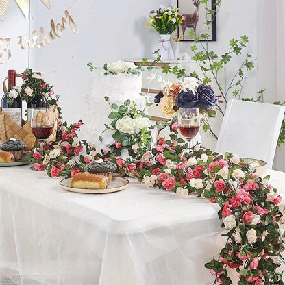 Silk Rose Garland Vine for Wedding and Home Decor 230 cm