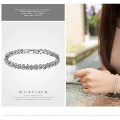 925 Sterling Silver Love Zircon Bracelet – Luxury Bridal Gift